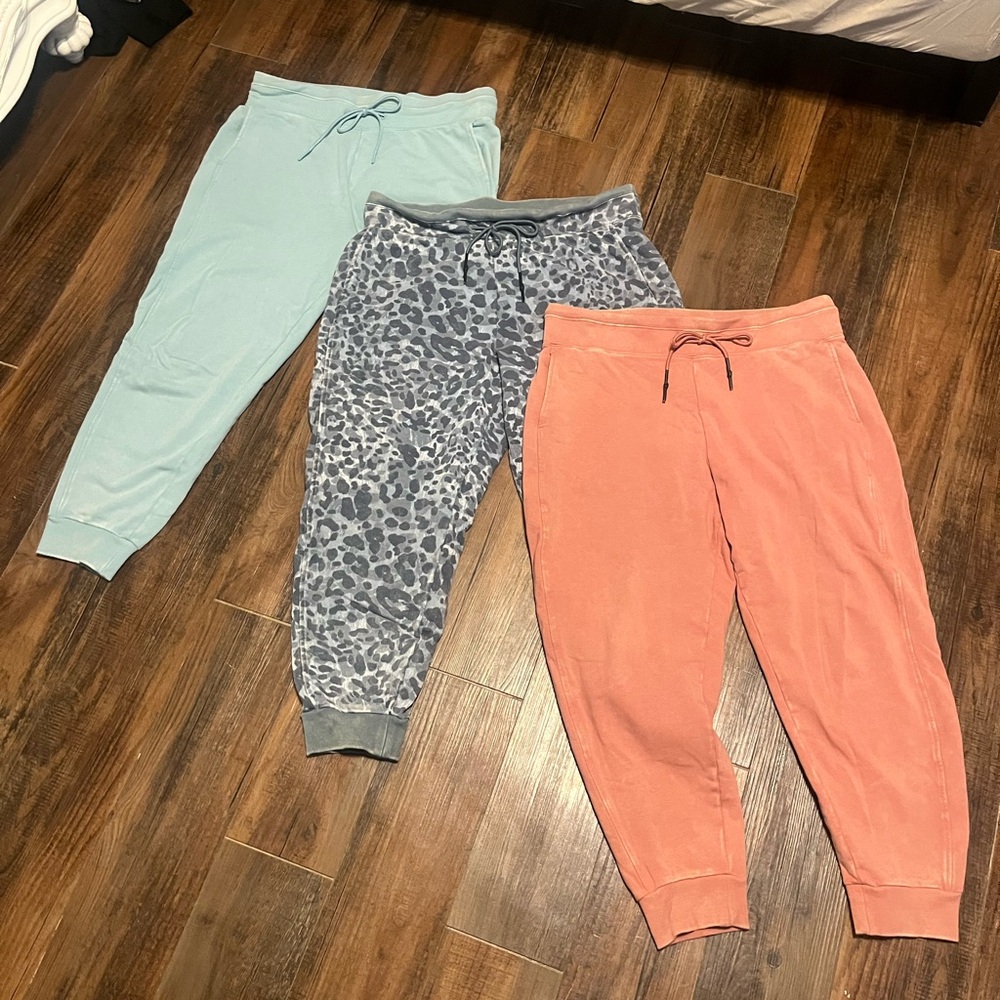 JOY LAB Smooth Cotton Tapered Joggers Bundle Salmon XL Leopard XL Aqua L